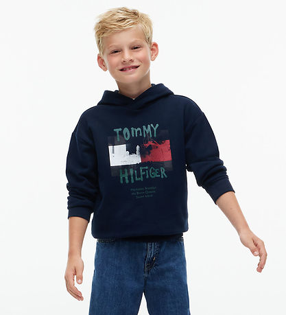 Tommy Hilfiger Hættetrøje - Grafitti -  Dark BlueBLUE