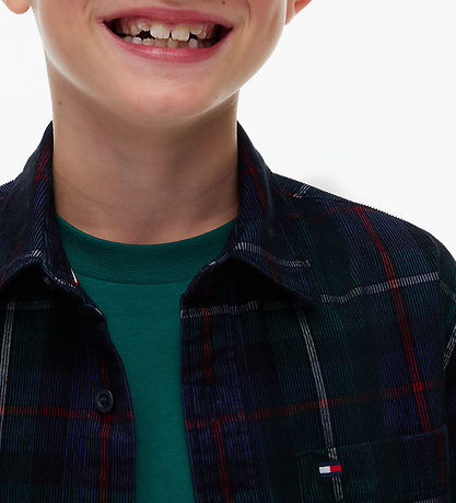 Tommy Hilfiger Skjorte - Fløjl - Green CheckGREEN