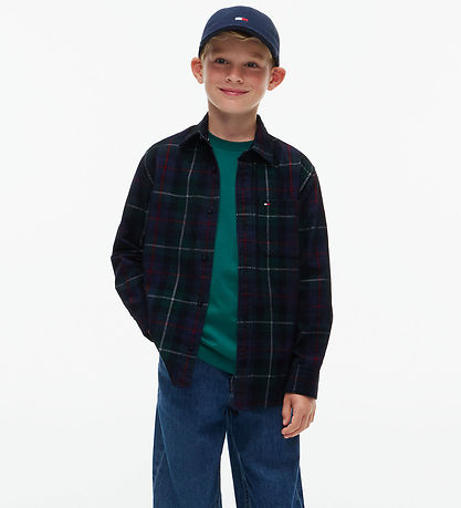 Tommy Hilfiger Skjorte - Fløjl - Green CheckGREEN