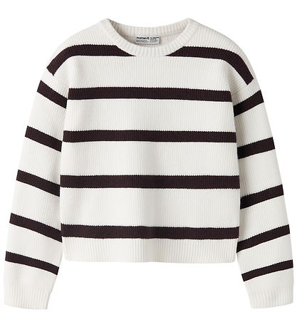 Name It Bluse - Strik - NkfVnilla - Cloud Dancer/CHOCOLATE PLUM
