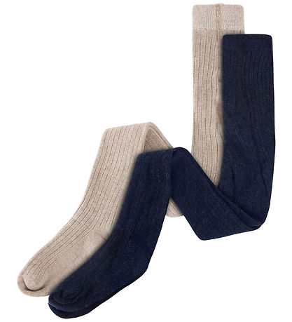 Huttelihut Strømpebukser - Viskose/Uld - Rib - 2-pak - Dark Navy