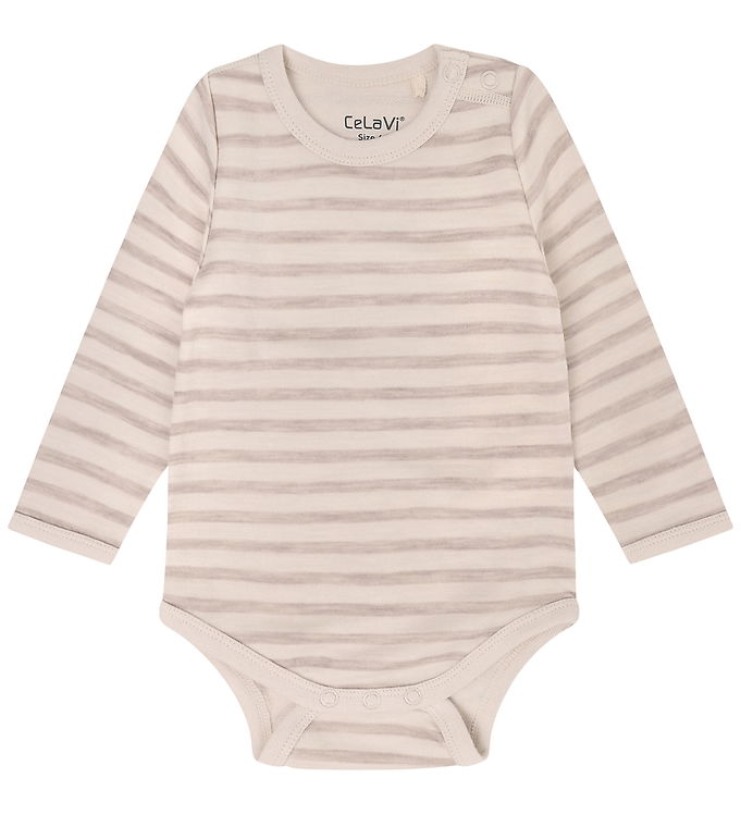 CeLaVi Body l/æ - Uld/Viskose - YD Stripe - Mocha Meringue