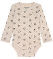 CeLaVi Bodysuit l/s - Wool - AOP - Mocha Meringue