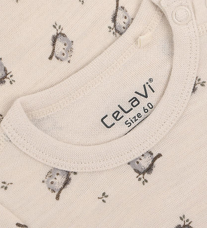 CeLaVi Body l/æ - Uld - AOP - Mocha Meringue