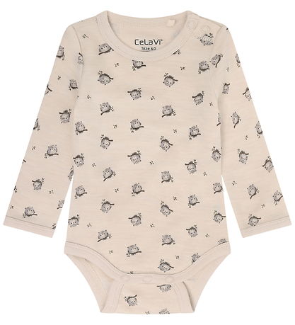 CeLaVi Body l/æ - Uld - AOP - Mocha Meringue