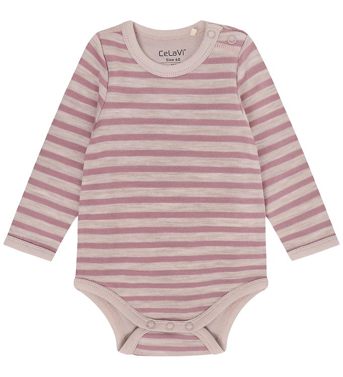 CeLaVi Body l/æ - Uld/Viskose - YD Stripe - Grape Shake