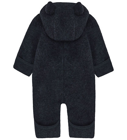 Huttelihut Køredragt - Uldfleece - Navy Melange m. Ører