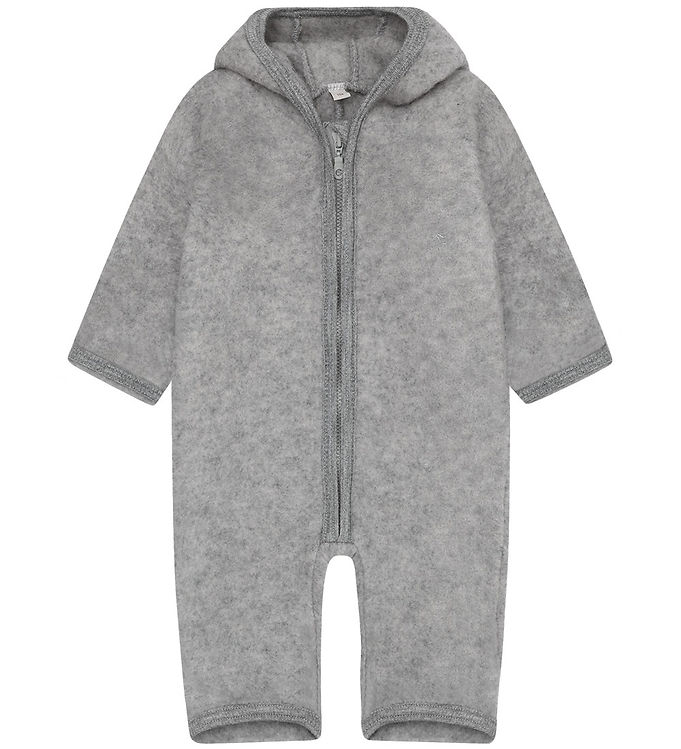 Huttelihut Køredragt - Uldfleece - Medium Grey Melange m. Ører
