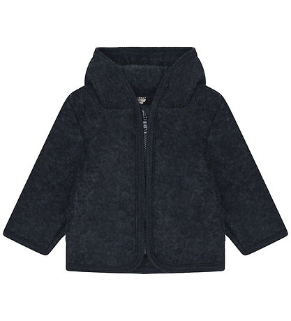 Huttelihut Cardigan - Uldfleece - Navy Melange m. Ører