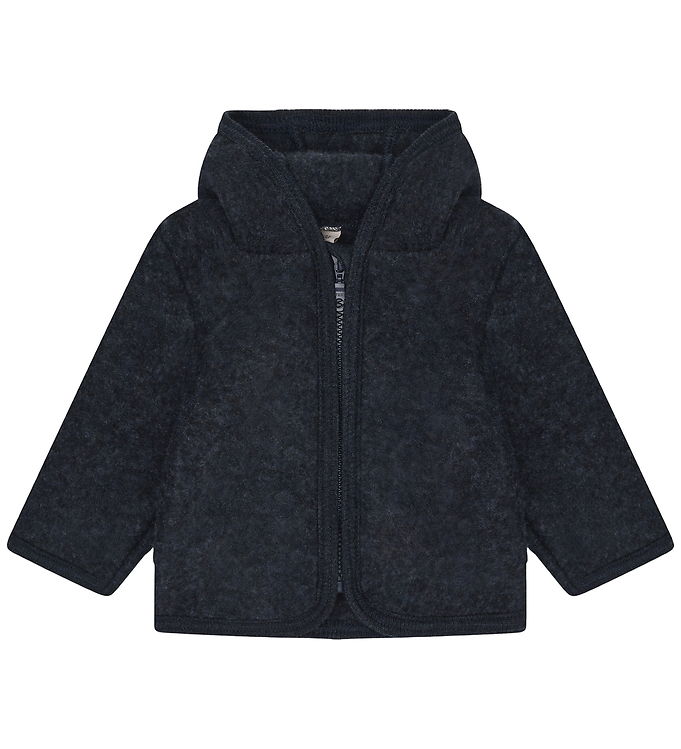 Huttelihut Cardigan - Uldfleece - Navy Melange m. Ører