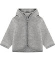 Huttelihut Cardigan - Uldfleece - Medium Grey Melange m. Ører