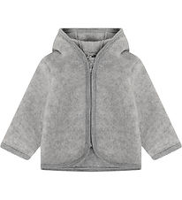 Huttelihut Cardigan - Uldfleece - Medium Grey Melange m. Ører
