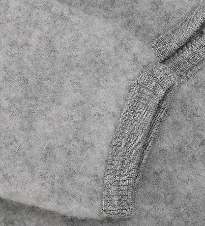 Huttelihut Cardigan - Uldfleece - Medium Grey Melange m. Ører