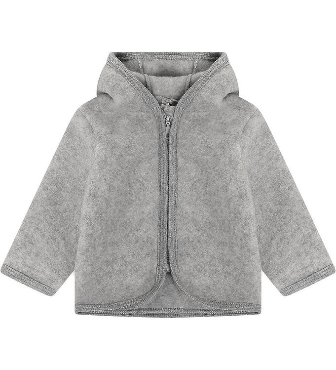 Huttelihut Cardigan - Uldfleece - Medium Grey Melange m. Ører