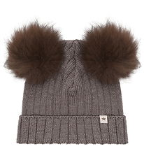Huttelihut Hue - Uld - Brown Melange m. Pelskvaste