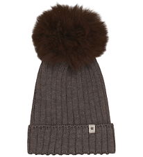 Huttelihut Hue - Uld - Brown Melange m. Kvast
