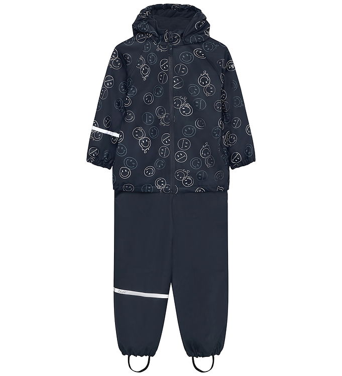 CeLaVi Regntøj m/u Seler - Fleece - PU - Navy m. Print