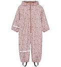 CeLaVi Regndragt m. Fleece - PU - Shadow Gray m. Blomster