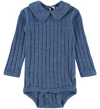 Joha Bodysuit l/s - Wool/Silk - Blue Melange