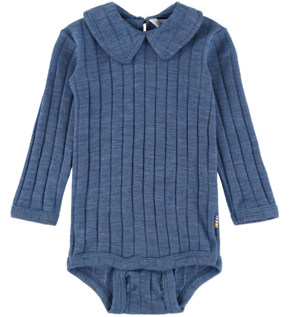 Joha Romper l/s - Wol/Zijde - Blauw Gevlekt - Joha - 100 - Rompers Lange Mouw