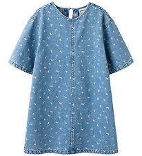 Name It Kjole - Denim - NkfPsilla - Light Blue Denim/FLOWER AOP