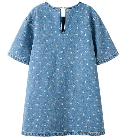 Name It Kjole - Denim - NkfPsilla - Light Blue Denim/FLOWER AOP