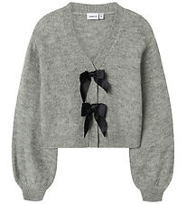 Name it Cardigan - NkfRina - Grey Melange/Black Bow