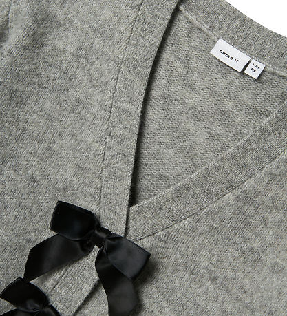 Name it Cardigan - NkfRina - Grey Melange/Black Bow