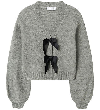 Name it Cardigan - NkfRina - Grey Melange/Black Bow