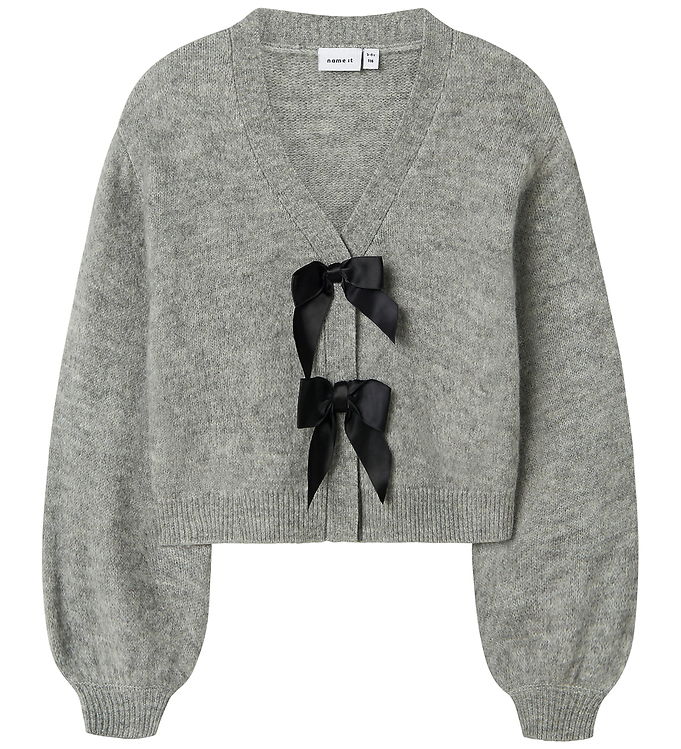 Name it Cardigan - NkfRina - Grey Melange/Black Bow