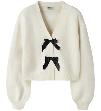 Name it Cardigan - Strik - NkfRina - Antique White/Black Bow