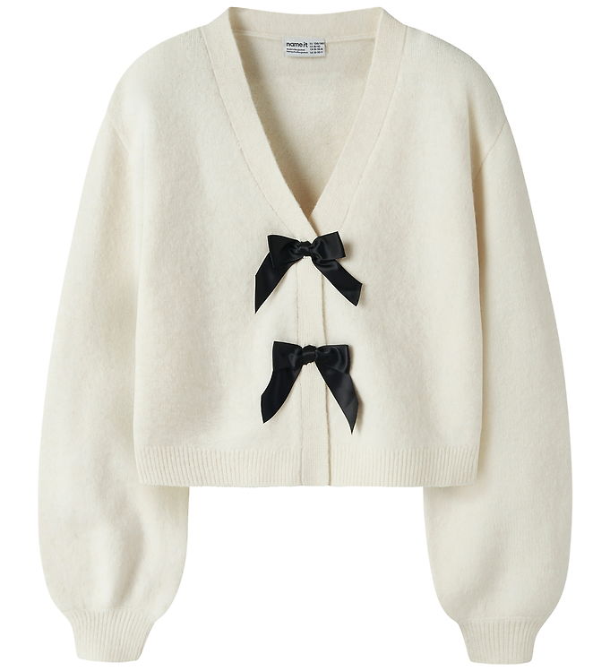 Name it Cardigan - Strik - NkfRina - Antique White/Black Bow