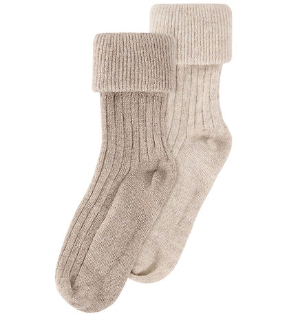Huttelihut Strømper - Viskose/Uld - Rib - 2-pak - Camel Melange