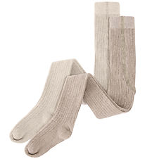 Huttelihut Tights - Viscose/Wool - Rib - 2-Pack - Camel Flour