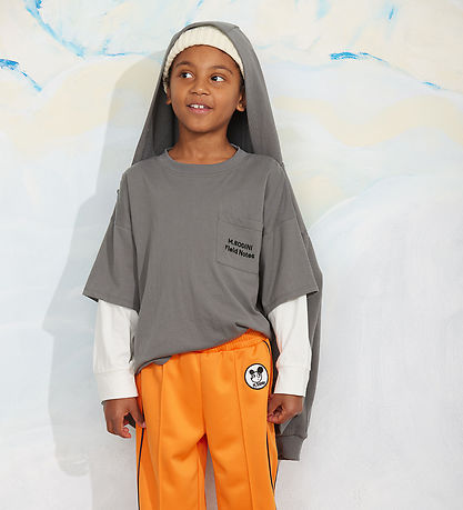 Mini Rodini Bluse - Field Notes - Grå/Hvid