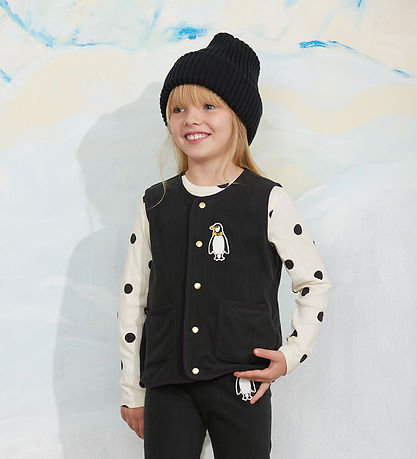 Mini Rodini Fleecevest - Penguin Patch - Sort