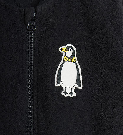 Mini Rodini Fleecejakke - Penguin Patch - Sort