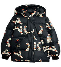Mini Rodini Dynejakke - Rabbits - Sort