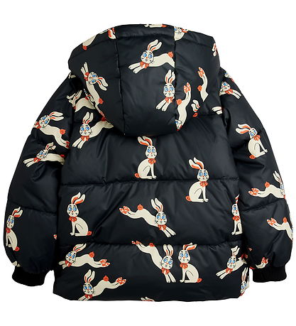 Mini Rodini Dynejakke - Rabbits - Sort