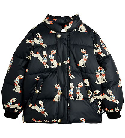 Mini Rodini Dynejakke - Rabbits - Sort
