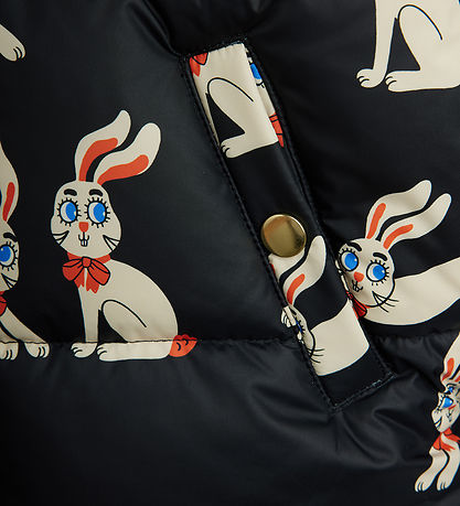 Mini Rodini Dynejakke - Rabbits - Sort