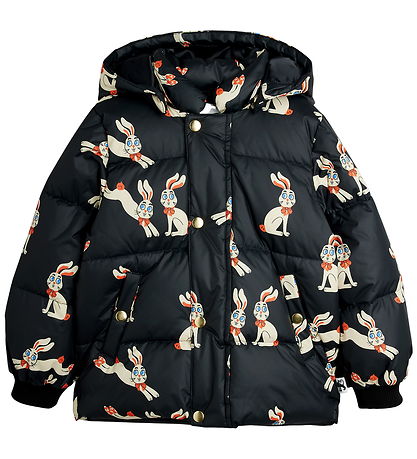 Mini Rodini Dynejakke - Rabbits - Sort