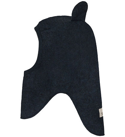 Huttelihut Elefanthue - Uldfleece - 1-lags - Navy Melange m. Øre