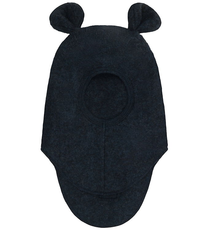 Huttelihut Elefanthue - Uldfleece - 1-lags - Navy Melange m. Øre