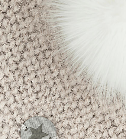 Huttelihut Babyhjelm - Uld - Off-white m. Pelskvast