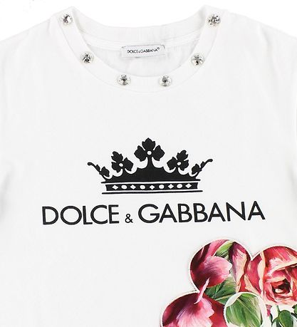 Dolce & Gabbana T-shirt - Hvid m. Blomst Dolce & Gabbana T-shirt - Hvid m. Blomst