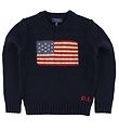 Polo Ralph Lauren Bluse - Strik - Navy m. Flag