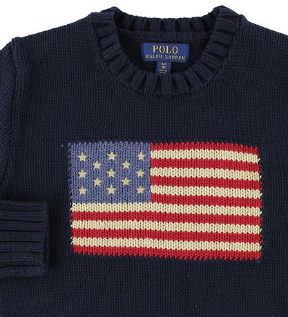Polo Ralph Lauren Bluse - Strik - Navy m. Flag Polo Ralph Lauren Bluse - Strik - Navy m. Flag