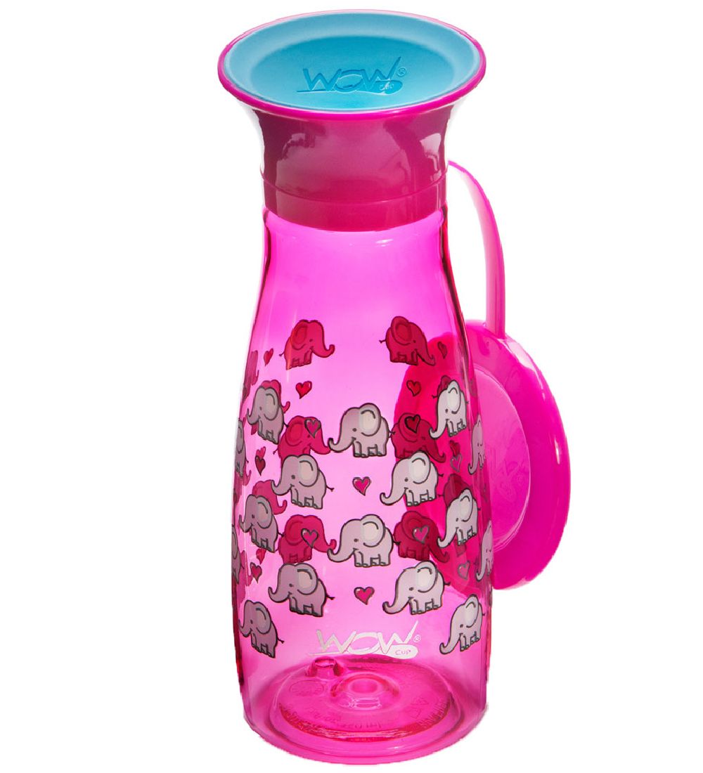 Wow Cup Trinkflasche - Mini - 350 ml - Pink m. Elefanten - Wow Cup - One Size - Trinkflaschen