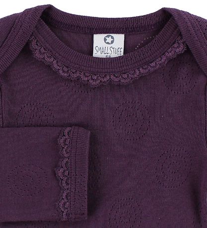 Body m/l Smallstuff - Prune av. Pointelle/Dentelle Body m/l Smallstuff - Prune av. Pointelle/Dentelle